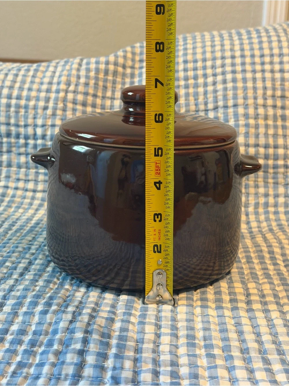 West Bend Stoneware Brown Bean Pot With Lid Crock Cookie Jar Vintage Farmhouse